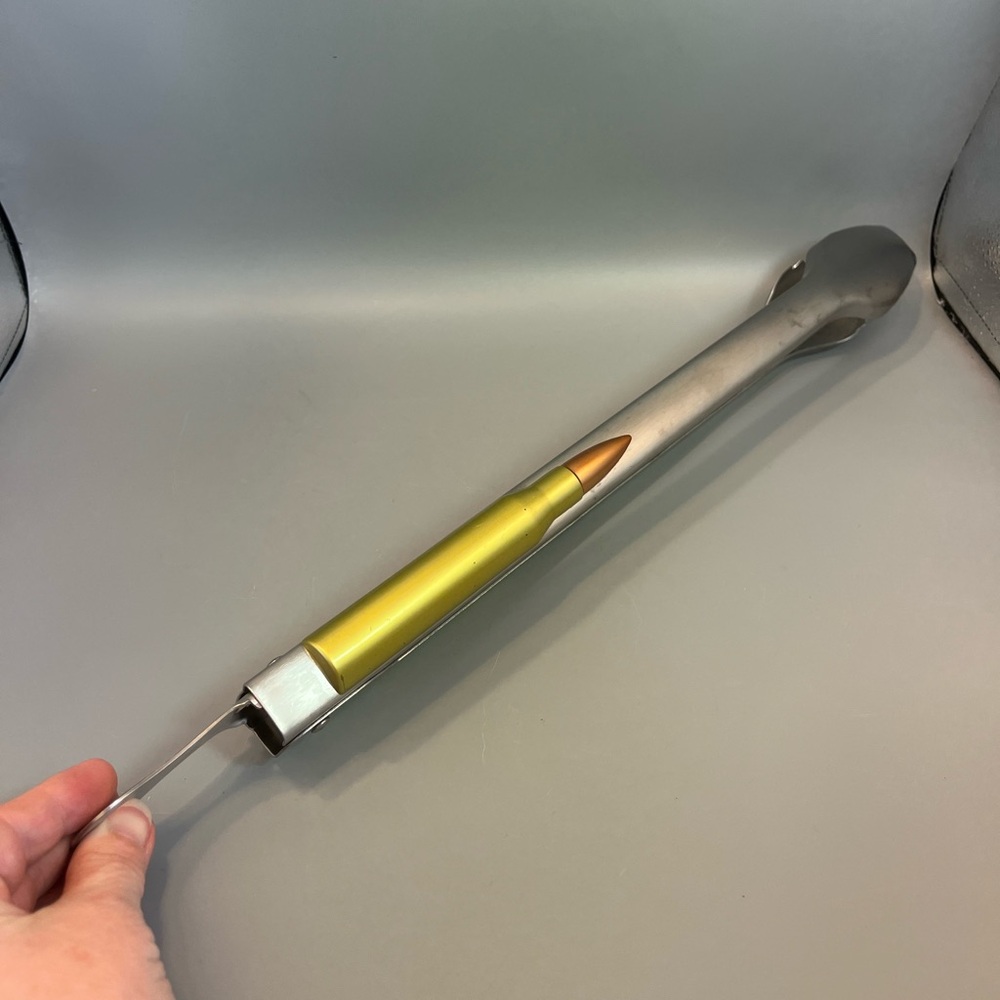GEI Bullet BBQ 19” Tongs -  Grilling Tool, Unique Novelty Grill Gift Locking